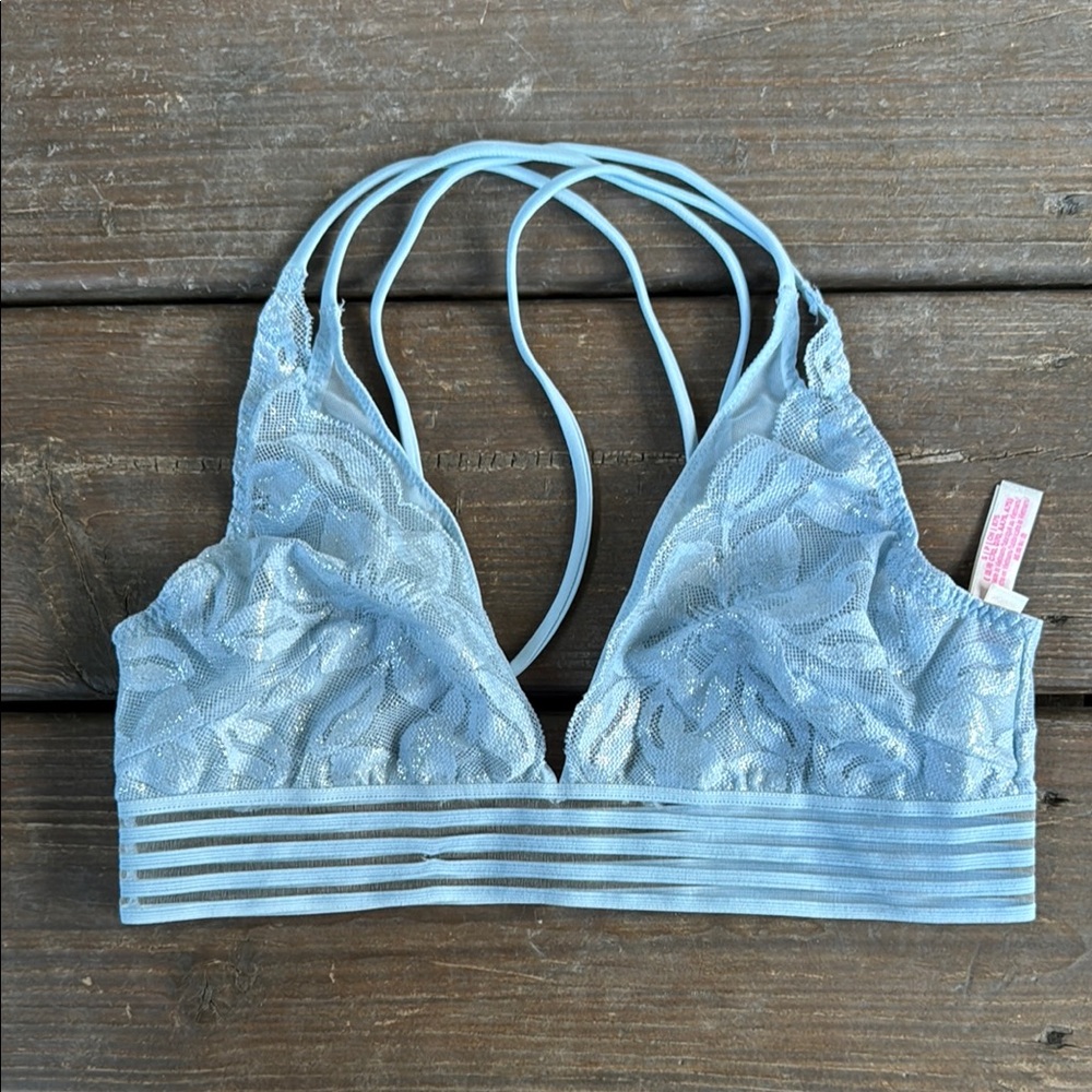 PINK Victoria's Secret Sky Blue Lace Bralette